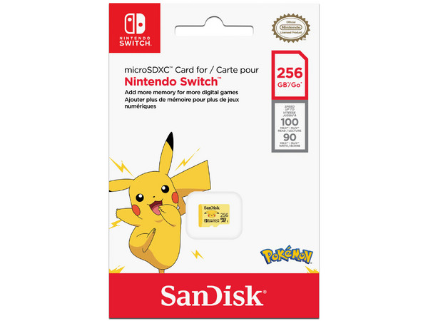 Memoria SanDisk MicroSDXC Pokémon de 256GB, UHS-I U3, Edición Pikachu.