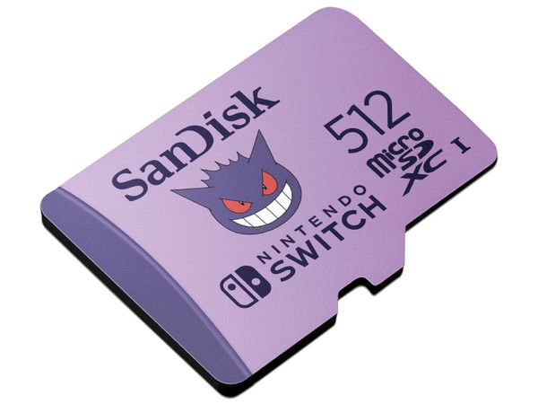 Memoria SanDisk Pokémon Gengar, MicroSDXC UHS-I U3 de 512GB, para Nintendo Switch. Color Morado.