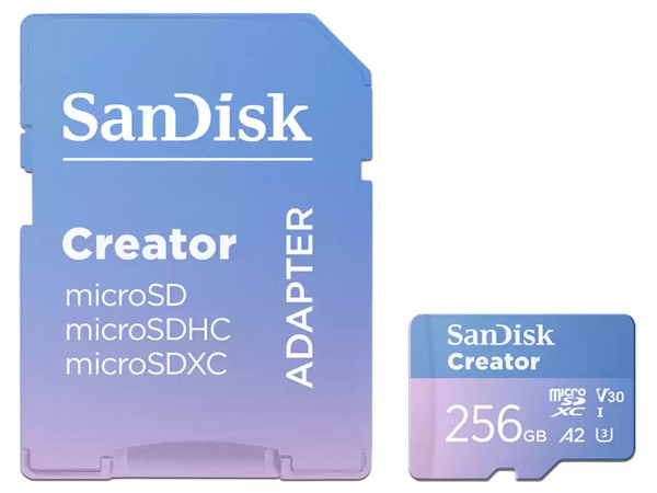 Memoria Sandisk Creator MicroSDXC UHS-1 U3 de 256 GB, Clase 10, V30. Incluye Adaptador SD.
