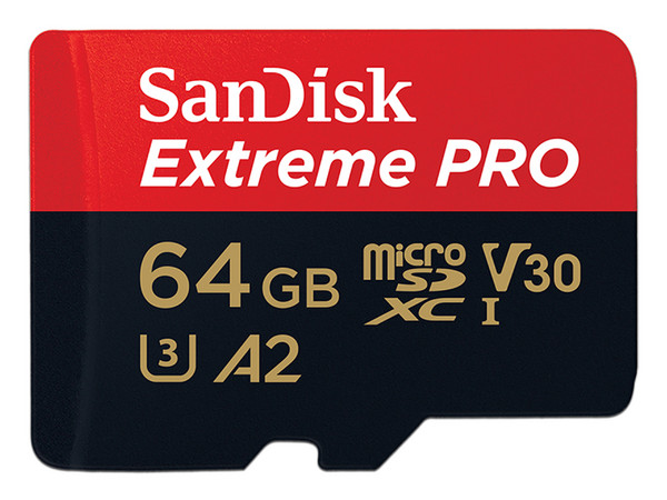 Memoria Sandisk Extreme Pro microSDXC UHS-I U3, clase 10 de 64 GB.