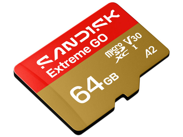Memoria MicroSDXC SanDisk Extreme GO de 64GB, UHS-I, V30.
