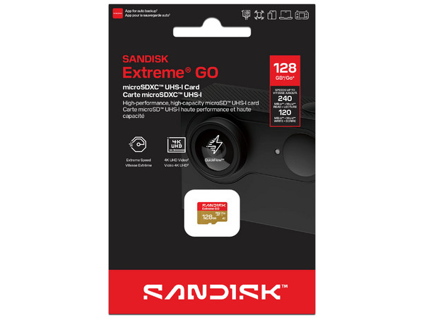 Memoria MicroSDXC SanDisk Extreme GO de 128GB, UHS-I,  V30.
