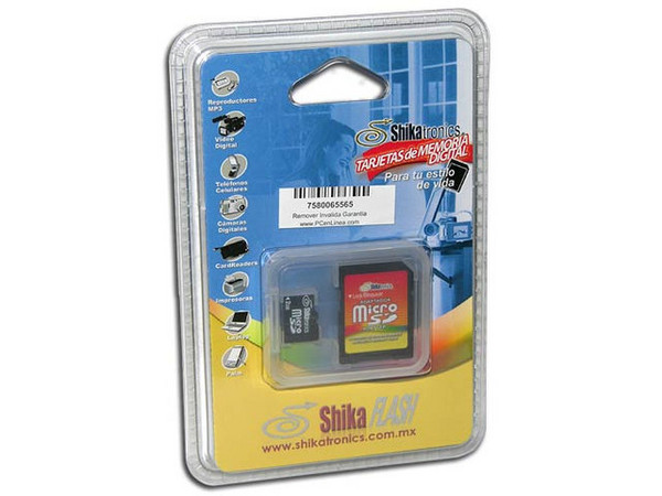 Memoria Shikatronics MicroSD con adaptador SD de 2GB