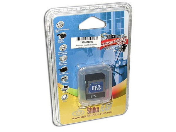 Memoria Shikatronics miniSD de 512MB con adaptador