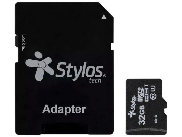 Memoria Micro SD Stylos de 32GB, Clase 10, con adaptador SD.