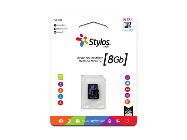 Memoria microSDHC Stylos STMSDS1B de 8 GB, Clase 10. Color Negro