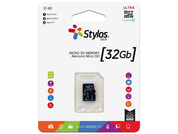 Memoria Stylos MicroSDHC de 32GB, Clase 10.