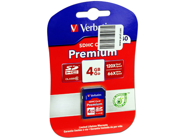 Memoria Verbatim Premium SDHC de 4 GB Clase 6