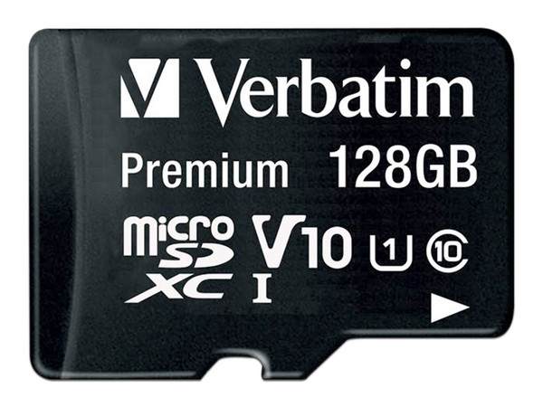 Memoria Verbatim Premium MicroSDXC UHS-I U1 DE 128GB, clase 10, Incluye adaptador SD.