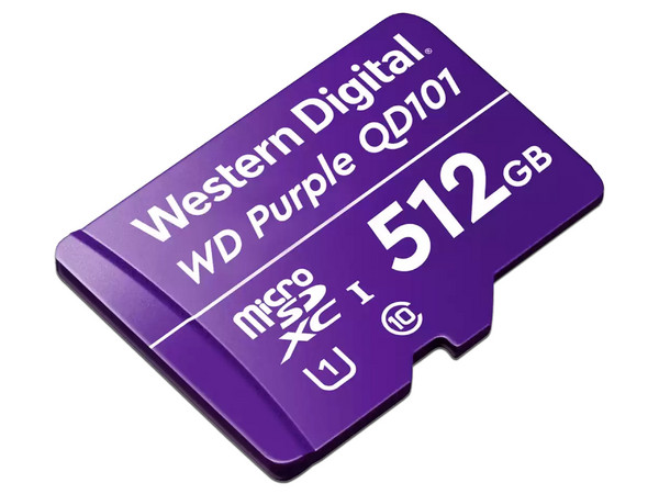Memoria Western Digital Purple SC QD101 para Videovigilancia de 512GB, MicroSDXC 1 UHS, Clase 10.
