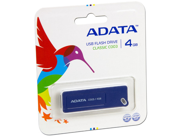 Unidad Flash USB 2.0 ADATA Classic C003 de 4GB. Color Azul