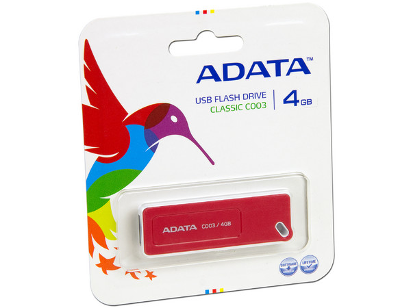 Unidad Flash USB 2.0 ADATA Classic C003 de 4 GB. Color Rojo