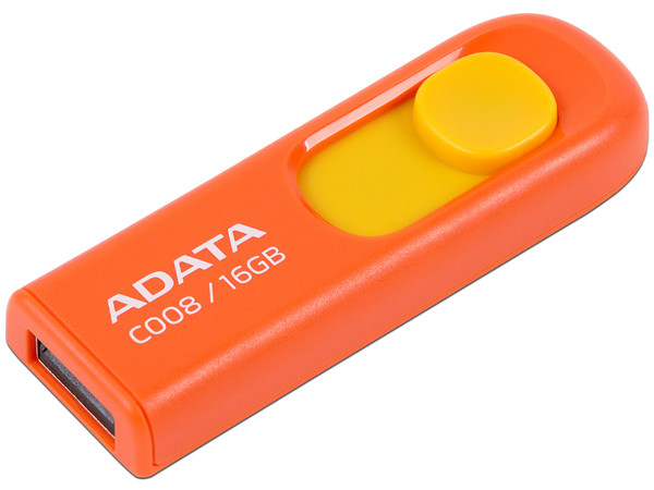 Unidad Flash USB 2.0 ADATA C008 de 16GB, Color Naranja.