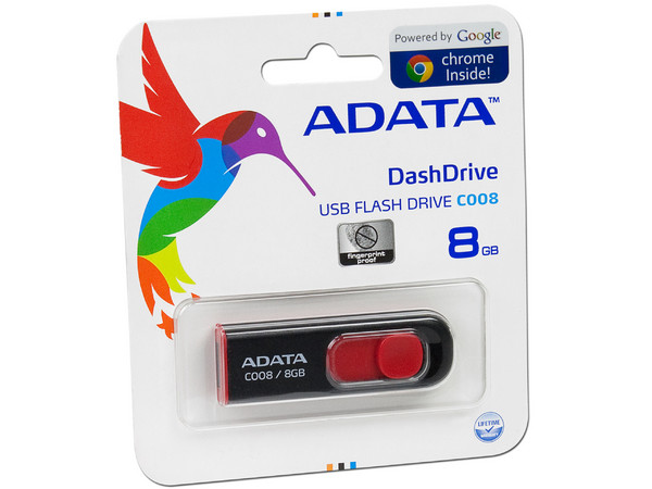 Unidad Flash USB 2.0 ADATA Classic C008 de 8 GB. Color Negro