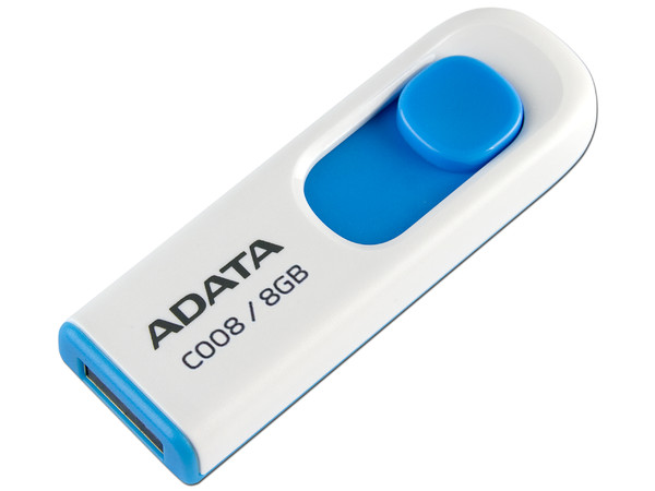Unidad Flash USB 2.0 ADATA Classic C008 de 8 GB. Color Blanco