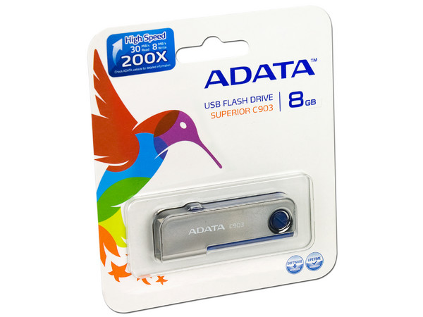 Unidad Flash USB 2.0 ADATA Superior C903 de 8GB. Color Azul