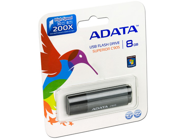 Unidad Flash USB 2.0 ADATA Superior C905 de 8GB. Color Gris 