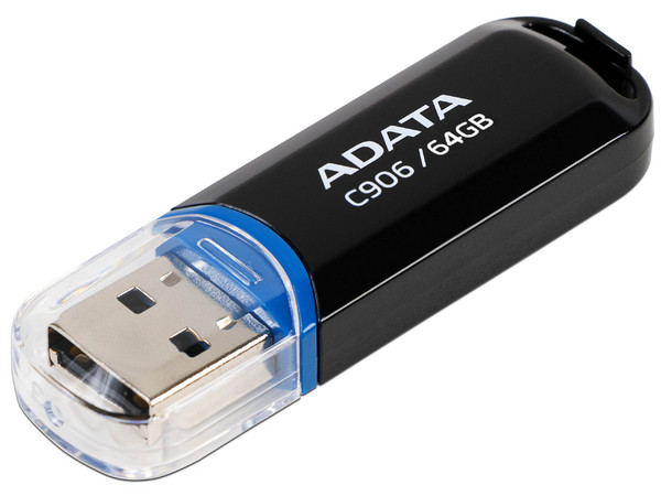Unidad Flash USB 2.0 ADATA C906 de 64GB. Color Negro.