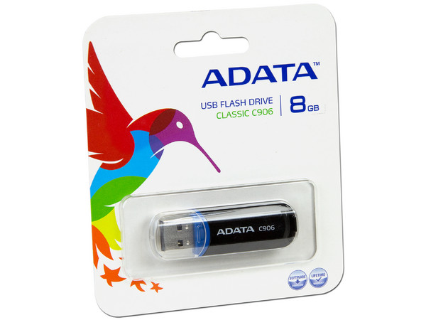 Unidad Flash USB 2.0 ADATA Classic C906 de 8 GB. Color Negro.