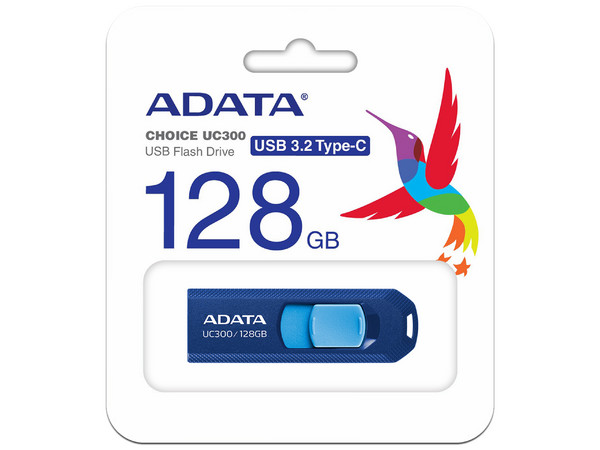 Memoria Flash USB-C 3.2 ADATA UC300 de 128GB. Color Azul.