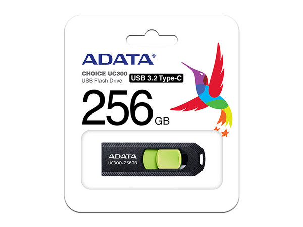 Memoria Flash USB-C 3.2 ADATA UC300 de 256GB. Color Negro.