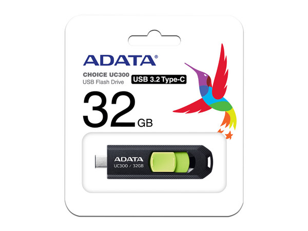 Memoria Flash USB-C 3.2 ADATA UC300 de 32GB. Color Negro.