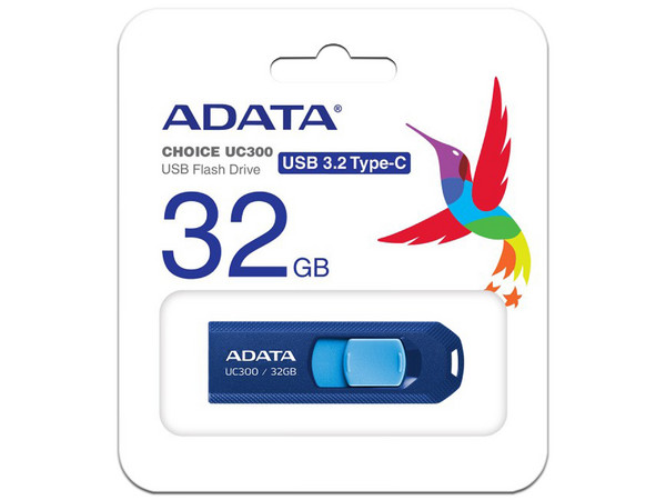 Memoria Flash USB-C 3.2 ADATA UC300 de 32GB. Color Azul.