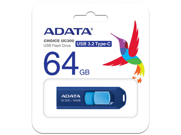Unidad Flash USB 3.2 ADATA de 64 GB, USB 3.2 Gen 1, Color Azul.