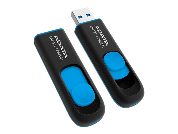Memoria Flash USB 3.2 ADATA AUV128 de 256GB, Color Negro.