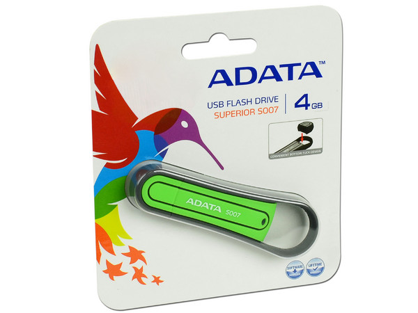 Unidad Flash USB 2.0 ADATA Superior S007 de 4GB. Color Verde