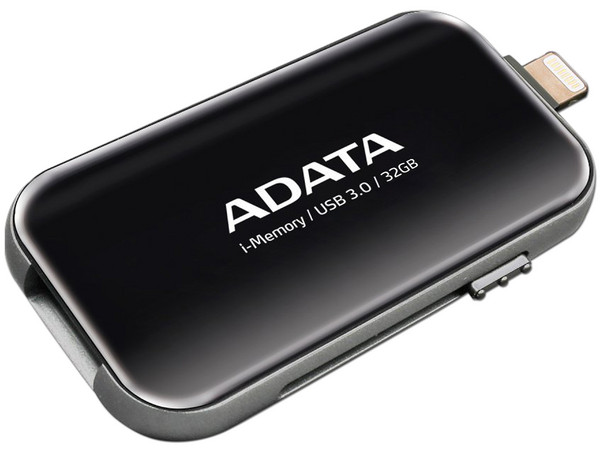 Unidad Flash USB 3.0/Lightning ADATA i-Memory para iPhone y iPad de 32 GB. Color Negro.