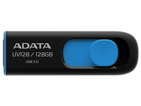 Unidad Flash USB 3.0 ADATA Dash Drive UV128 de 128 GB. Color Azul/Negro