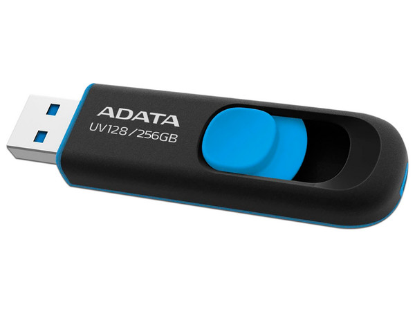 Unidad Flash USB 3.2 ADATA UV128 de 256 GB. Color Azul/Negro.