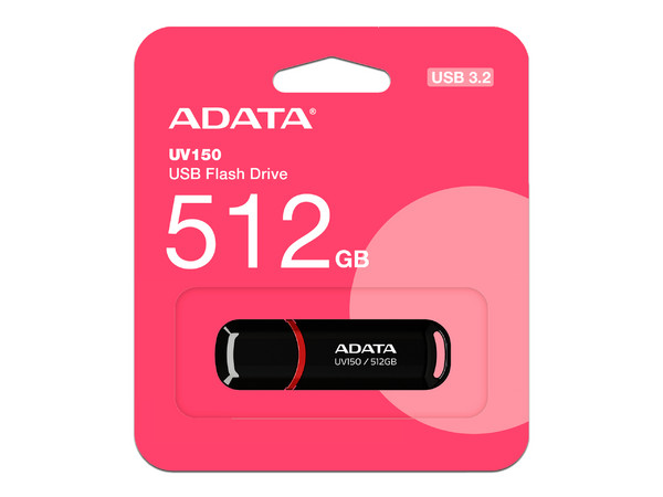 Unidad Flash USB 3.2 ADATA UV150 de 512GB. Color Negro.