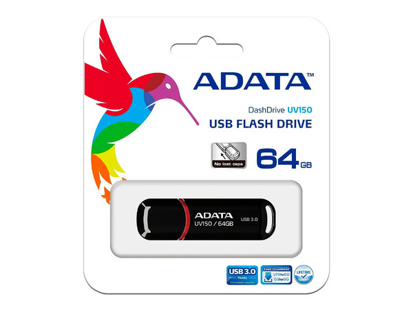 Unidad Flash USB 3.0 ADATA UV150 de 64 GB. Color Negro.