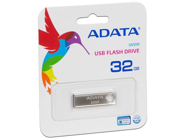 Unidad Flash USB 2.0 ADATA UV210 de 32GB. Color Plata.
