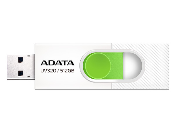 Unidad Flash USB 3.2 ADATA UV320 de 512GB. Color Blanco, Verde.