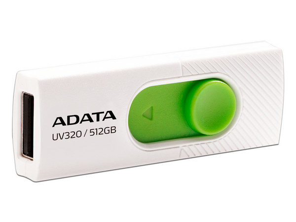 Unidad Flash USB 3.2 ADATA UV320 de 512GB. Color Blanco, Verde.