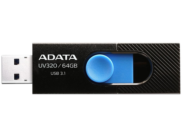 Unidad Flash USB 3.0 ADATA UV320 de 64GB. Color Negro/Azul.