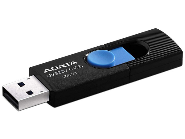 Unidad Flash USB 3.0 ADATA UV320 de 64GB. Color Negro/Azul.
