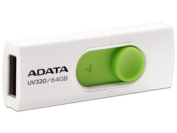 Unidad Flash USB 3.0 ADATA UV320 de 64GB. Color Blanco/Verde.