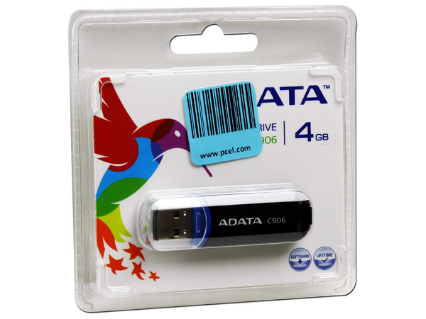 Unidad Flash USB 2.0 ADATA Classic C906 de 4 GB. Color Negro.