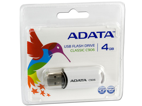 Unidad Flash USB 2.0 ADATA Classic C906 de 4 GB. Color Blanco.