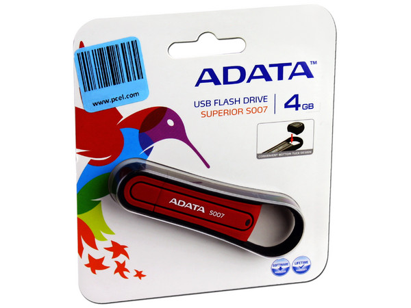 Unidad Flash USB 2.0 ADATA Superior S007 de 4GB. Color Roja