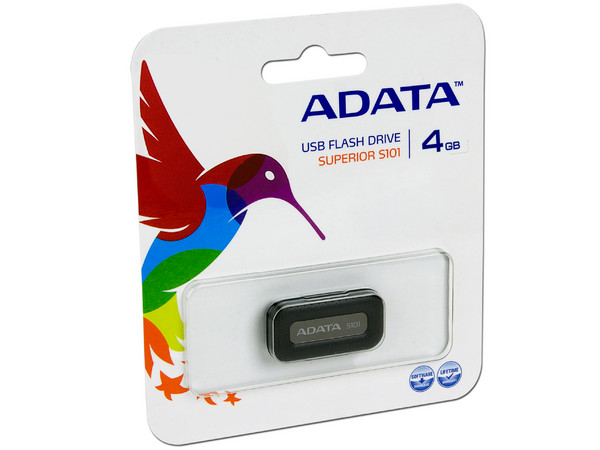 Unidad Flash USB 2.0 ADATA Superior S101 de 4GB. Color Negra