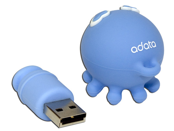 Unidad Flash USB 2.0 ADATA Kissing Octopus Azul de 2GB