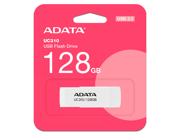 Unidad Flash USB 3.2 ADATA UC310 de 128GB. Color Blanco.