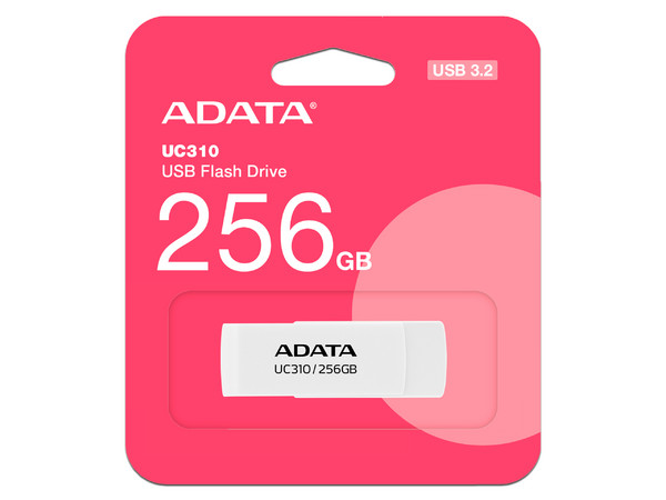 Unidad Flash USB 3.2 ADATA UC310 de 256GB. Color Blanco.