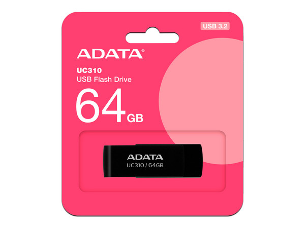 Unidad Flash USB 3.2 Adata UC310 de 64GB. Color Negro.
