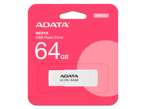 Unidad Flash USB 3.2 ADATA UC310 de 64GB. Color Blanco.